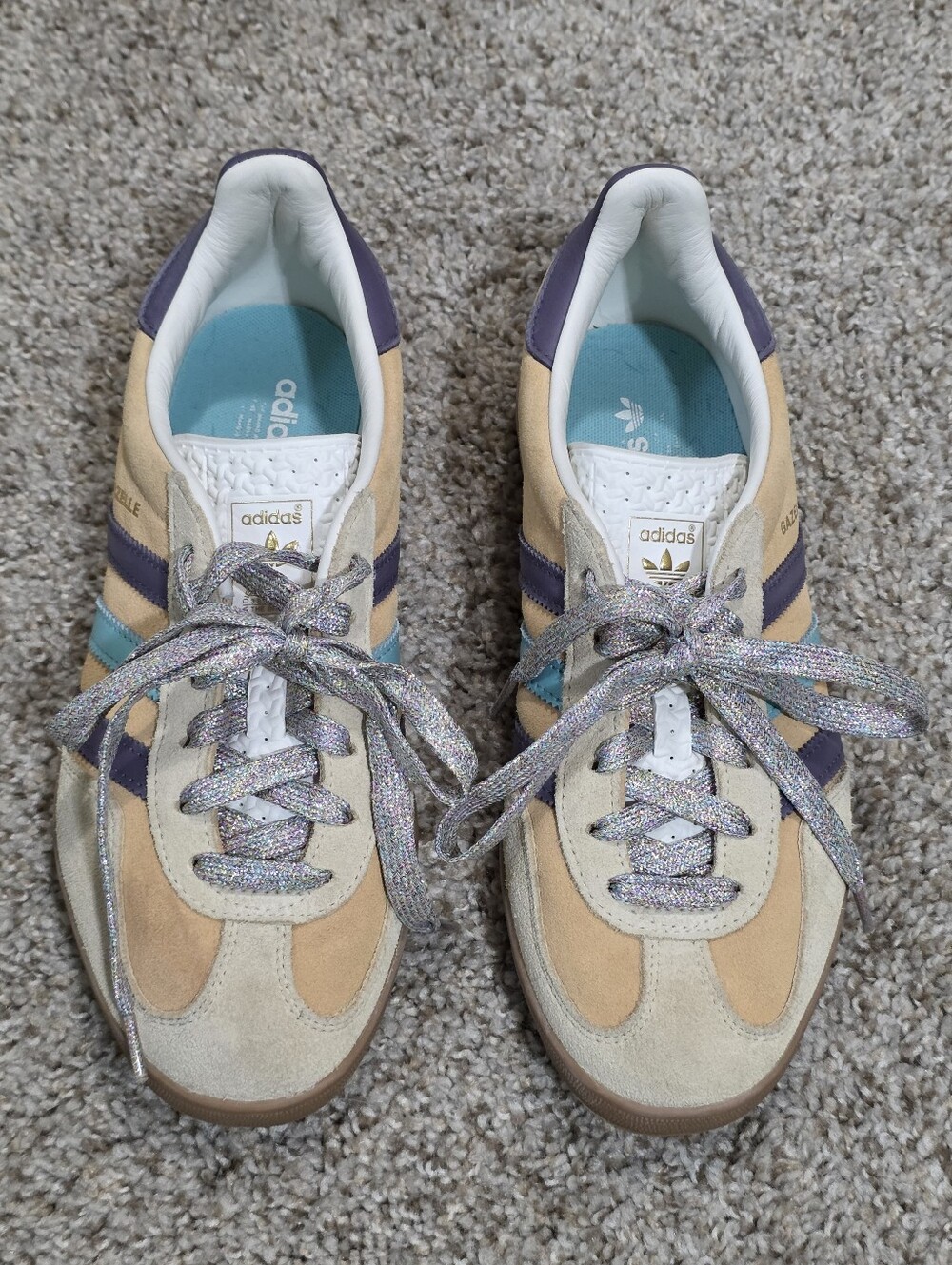 adidas Beige, Purple & Teal Gazelle Sneaker Size 6 Youth Male